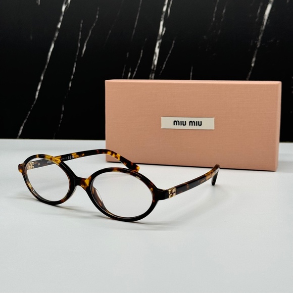 NEW MIU MIU SMU 04ZF VAU08N HAVANA CLEAR MU04ZSF OVAL MU04ZSF WOMEN EYEGLASSES - Picture 1 of 10
